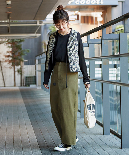 B.C STOCK（ベーセーストック）の「【WEB＋一部店舗限定】ウォッシャブル / チノスカート（スカート・レディース・ブラック/カーキ・SMALL/MEDIUM）」の22枚目の写真