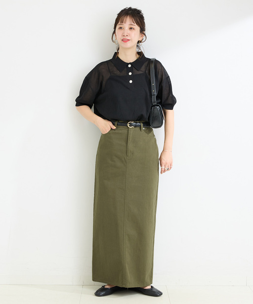 B.C STOCK（ベーセーストック）の「【WEB＋一部店舗限定】ウォッシャブル / チノスカート（スカート・レディース・ブラック/カーキ・SMALL/MEDIUM）」の20枚目の写真