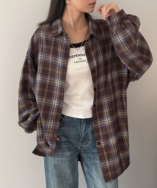 MAISON DE THERESE(メゾン ド テレーズ)の「ギンガムチェックシャツ(シャツ/ブラウス・レディース・グレー/ブラック/ブラウン・S/M/L)」の6枚目の写真
