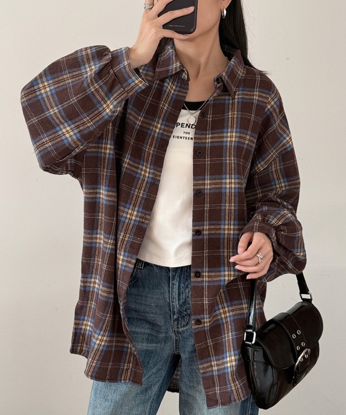 MAISON DE THERESE(メゾン ド テレーズ)の「ギンガムチェックシャツ(シャツ/ブラウス・レディース・グレー/ブラック/ブラウン・S/M/L)」の7枚目の写真