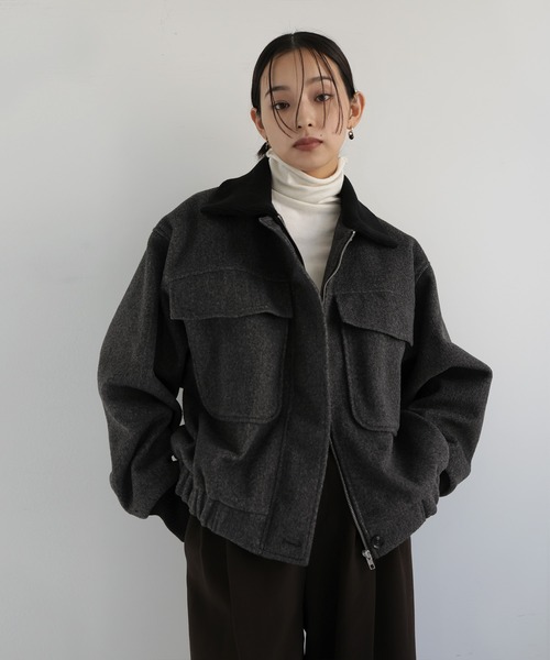 モッサ切り替えリブショートブルゾン（ブルゾン）｜hellam（へラム）の