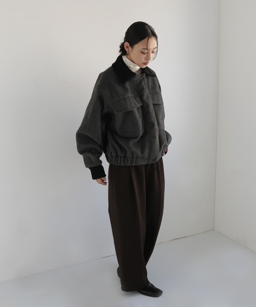 モッサ切り替えリブショートブルゾン（ブルゾン）｜hellam（へラム）の