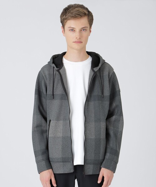 BLACK LABEL CRESTBRIDGE(ブラックレーベル・クレストブリッジ)の「【BLACK lab.】シアーダンボールクレストブリッジチェックパーカー(パーカー・メンズ・グレー系その他/ブラック・M/L/XL)」の1枚目の写真