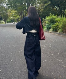unnu(ユヌ)の【SETUP】バックデザイン タックワイドデニムセットアップ/肩パッドつき(セットアップ)