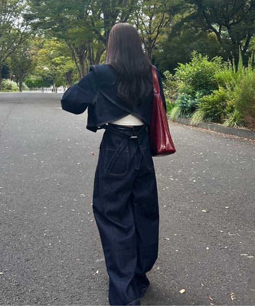 SETUP】バックデザイン タックワイドデニムセットアップ（セットアップ