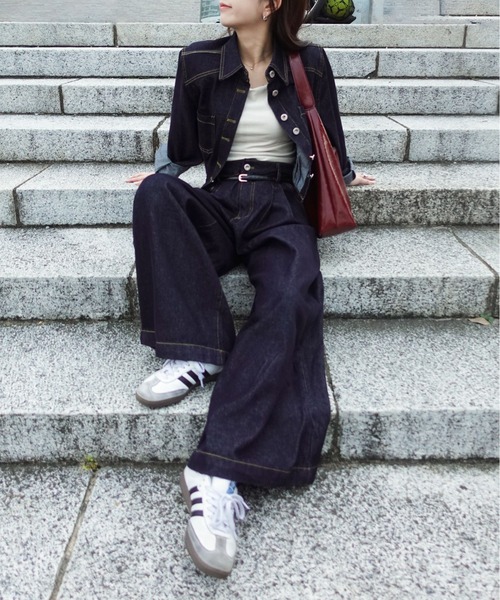 unnu(ユヌ)の「【SETUP】バックデザイン タックワイドデニムセットアップ(セットアップ・レディース・ブルー・F/M/L/S)」の11枚目の写真