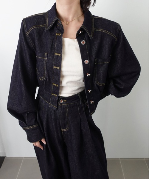 unnu(ユヌ)の「【SETUP】バックデザイン タックワイドデニムセットアップ(セットアップ・レディース・ブルー・F/M/L/S)」の7枚目の写真