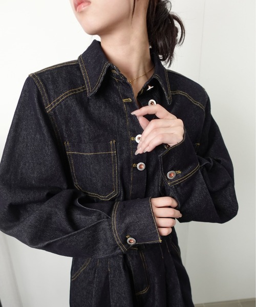unnu(ユヌ)の「【SETUP】バックデザイン タックワイドデニムセットアップ(セットアップ・レディース・ブルー・F/M/L/S)」の16枚目の写真