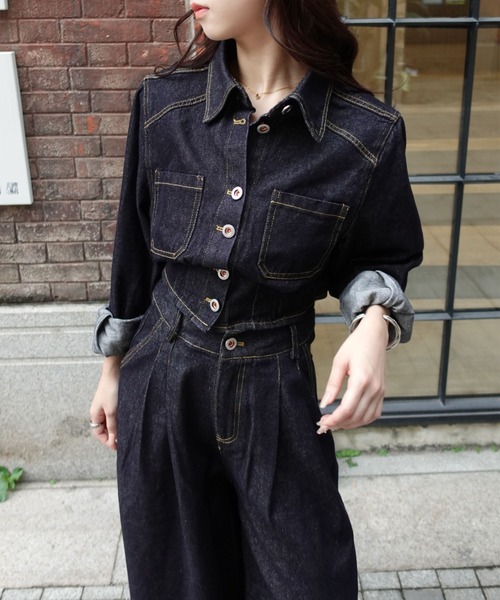 unnu(ユヌ)の「【SETUP】バックデザイン タックワイドデニムセットアップ(セットアップ・レディース・ブルー・F/M/L/S)」の22枚目の写真