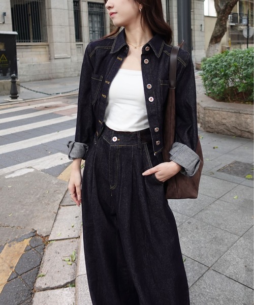 unnu(ユヌ)の「【SETUP】バックデザイン タックワイドデニムセットアップ(セットアップ・レディース・ブルー・F/M/L/S)」の19枚目の写真
