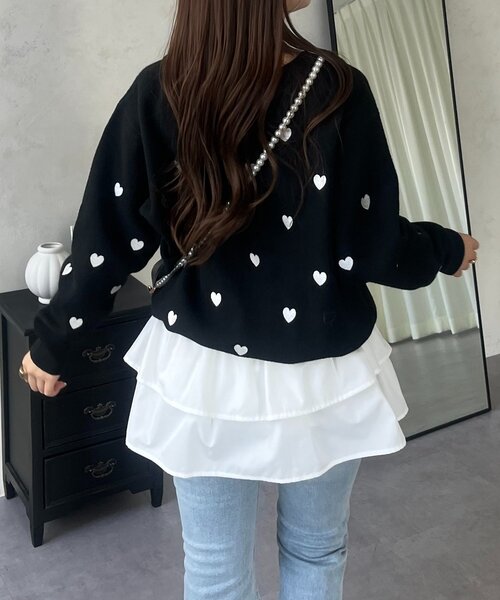 prose verse（プロズヴェール）の「ハート刺繍スウェットライクニット（ニット/セーター・レディース・グレー/ネイビー/ベージュ/ブラック・MEDIUM）」の8枚目の写真