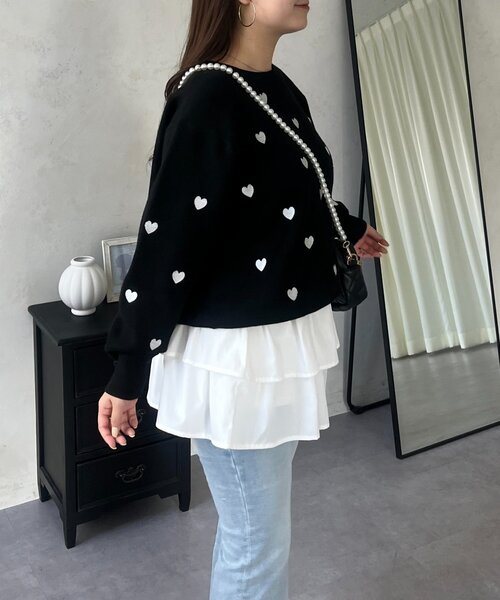 prose verse（プロズヴェール）の「ハート刺繍スウェットライクニット（ニット/セーター・レディース・グレー/ネイビー/ベージュ/ブラック・MEDIUM）」の9枚目の写真