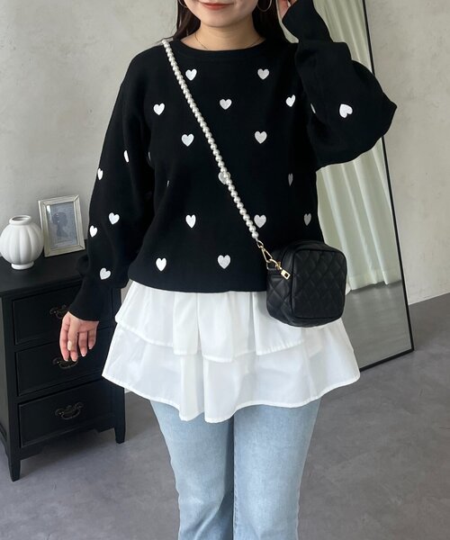 prose verse（プロズヴェール）の「ハート刺繍スウェットライクニット（ニット/セーター・レディース・グレー/ネイビー/ベージュ/ブラック・MEDIUM）」の11枚目の写真