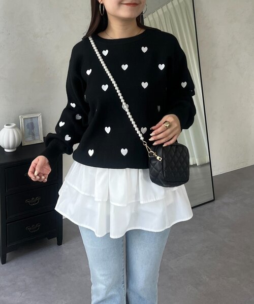 prose verse（プロズヴェール）の「ハート刺繍スウェットライクニット（ニット/セーター・レディース・グレー/ネイビー/ベージュ/ブラック・MEDIUM）」の12枚目の写真