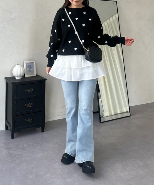 prose verse（プロズヴェール）の「ハート刺繍スウェットライクニット（ニット/セーター・レディース・グレー/ネイビー/ベージュ/ブラック・MEDIUM）」の13枚目の写真