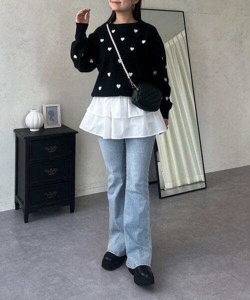 prose verse（プロズヴェール）の「ハート刺繍スウェットライクニット（ニット/セーター・レディース・グレー/ネイビー/ベージュ/ブラック・MEDIUM）」の14枚目の写真