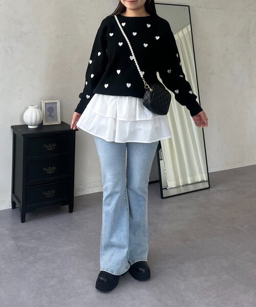 prose verse（プロズヴェール）の「ハート刺繍スウェットライクニット（ニット/セーター・レディース・グレー/ネイビー/ベージュ/ブラック・MEDIUM）」の15枚目の写真