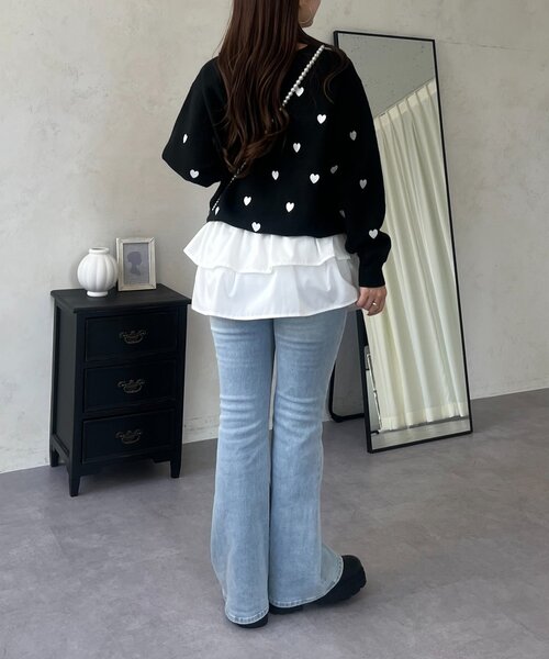 prose verse（プロズヴェール）の「ハート刺繍スウェットライクニット（ニット/セーター・レディース・グレー/ネイビー/ベージュ/ブラック・MEDIUM）」の16枚目の写真