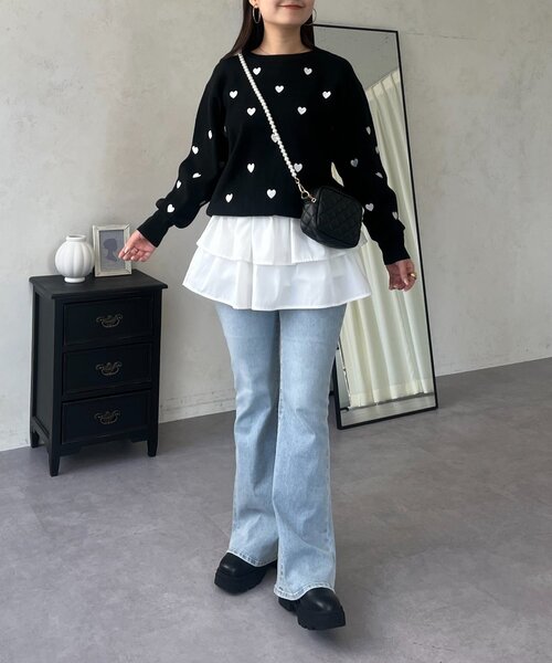 prose verse（プロズヴェール）の「ハート刺繍スウェットライクニット（ニット/セーター・レディース・グレー/ネイビー/ベージュ/ブラック・MEDIUM）」の18枚目の写真