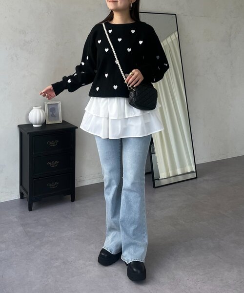 prose verse（プロズヴェール）の「ハート刺繍スウェットライクニット（ニット/セーター・レディース・グレー/ネイビー/ベージュ/ブラック・MEDIUM）」の19枚目の写真