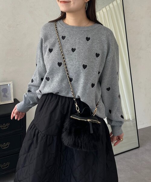 prose verse（プロズヴェール）の「ハート刺繍スウェットライクニット（ニット/セーター・レディース・グレー/ネイビー/ベージュ/ブラック・MEDIUM）」の22枚目の写真
