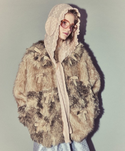 Candy Stripper（キャンディストリッパー）の「DOG EAR HOOD マフラー（マフラー・レディース・ブラック/ピンク/オフホワイト・FREE）」の8枚目の写真