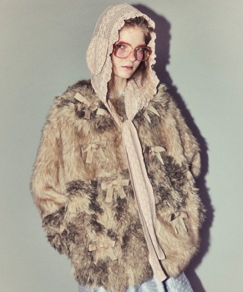 Candy Stripper（キャンディストリッパー）の「DOG EAR HOOD マフラー（マフラー・レディース・ブラック/ピンク/オフホワイト・FREE）」の7枚目の写真