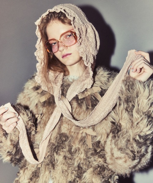 Candy Stripper（キャンディストリッパー）の「DOG EAR HOOD マフラー（マフラー・レディース・ブラック/ピンク/オフホワイト・FREE）」の5枚目の写真