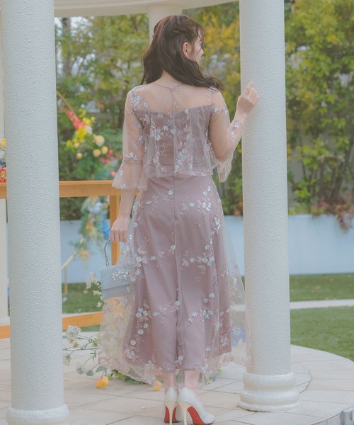 セール】パーティードレス 二次会 フラワーチュール デコルテシアー 七