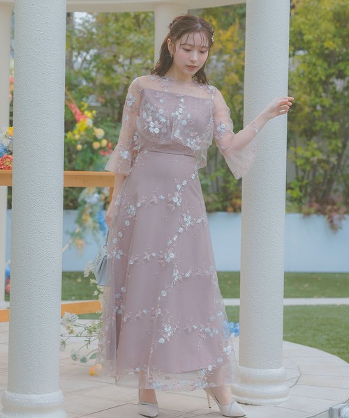 セール】パーティードレス 結婚式 フラワーチュール デコルテシアー 七
