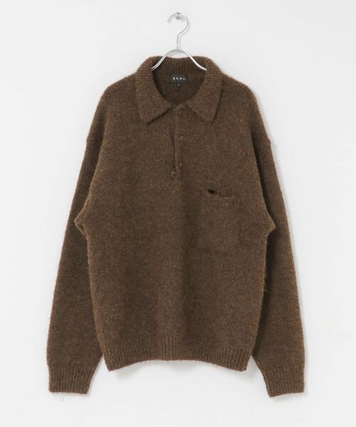 EKAL(エカル)の「シャギーニットポロプルオーバー(ニット/セーター・メンズ・グリーン系その他/ブラウン/グレー・LARGE/MEDIUM)」の1枚目の写真