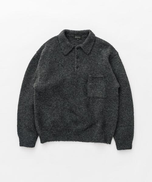 EKAL(エカル)の「シャギーニットポロプルオーバー(ニット/セーター・メンズ・グリーン系その他/ブラウン/グレー・LARGE/MEDIUM)」の4枚目の写真