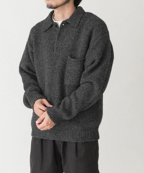 EKAL(エカル)の「シャギーニットポロプルオーバー(ニット/セーター・メンズ・グリーン系その他/ブラウン/グレー・LARGE/MEDIUM)」の9枚目の写真