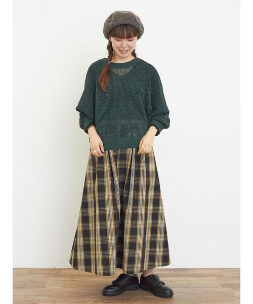 Samansa Mos2(サマンサ モスモス)の「メッシュ編み前後2WAYドルマンスリーブカーディガン(カーディガン/ボレロ・レディース・キナリ/グリーン/ダークブラウン/オレンジ・F)」の7枚目の写真