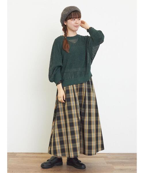 Samansa Mos2(サマンサ モスモス)の「メッシュ編み前後2WAYドルマンスリーブカーディガン(カーディガン/ボレロ・レディース・キナリ/グリーン/ダークブラウン/オレンジ・F)」の8枚目の写真