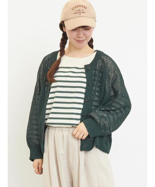Samansa Mos2(サマンサ モスモス)の「メッシュ編み前後2WAYドルマンスリーブカーディガン(カーディガン/ボレロ・レディース・キナリ/グリーン/ダークブラウン/オレンジ・F)」の11枚目の写真