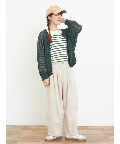 Samansa Mos2(サマンサ モスモス)の「メッシュ編み前後2WAYドルマンスリーブカーディガン(カーディガン/ボレロ・レディース・キナリ/グリーン/ダークブラウン/オレンジ・F)」の12枚目の写真