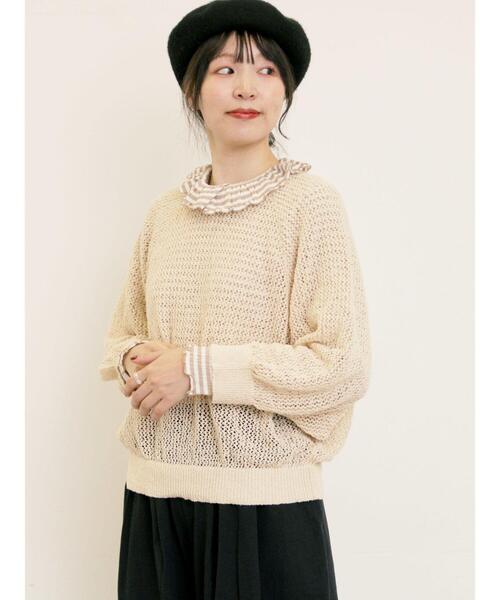 Samansa Mos2(サマンサ モスモス)の「メッシュ編み前後2WAYドルマンスリーブカーディガン(カーディガン/ボレロ・レディース・キナリ/グリーン/ダークブラウン/オレンジ・F)」の15枚目の写真