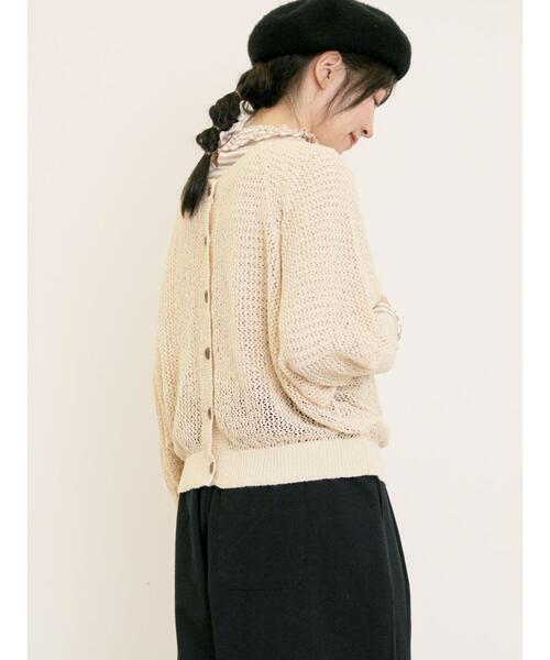 Samansa Mos2(サマンサ モスモス)の「メッシュ編み前後2WAYドルマンスリーブカーディガン(カーディガン/ボレロ・レディース・キナリ/グリーン/ダークブラウン/オレンジ・F)」の17枚目の写真