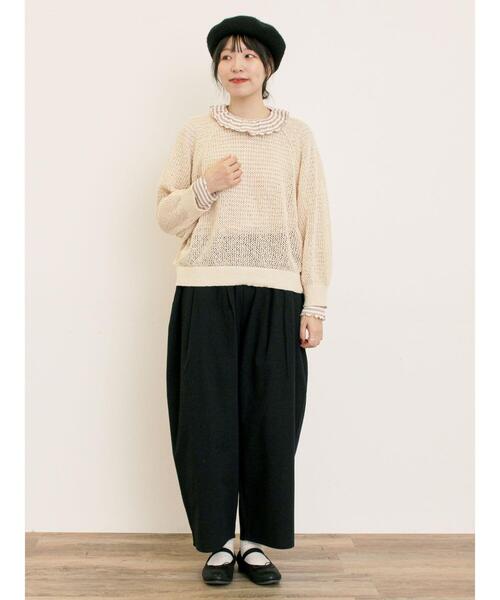 Samansa Mos2(サマンサ モスモス)の「メッシュ編み前後2WAYドルマンスリーブカーディガン(カーディガン/ボレロ・レディース・キナリ/グリーン/ダークブラウン/オレンジ・F)」の19枚目の写真