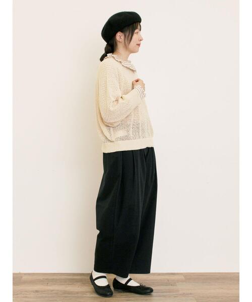 Samansa Mos2(サマンサ モスモス)の「メッシュ編み前後2WAYドルマンスリーブカーディガン(カーディガン/ボレロ・レディース・キナリ/グリーン/ダークブラウン/オレンジ・F)」の20枚目の写真