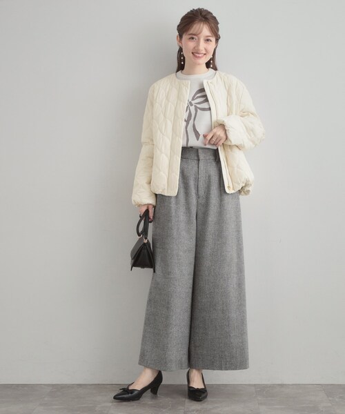 couture brooch（クチュールブローチ）の「【撥水・大人可愛い】リボンキルティングジャケット（ブルゾン・レディース・アイボリー/ブラック/ブラウン系その他・36/38/40/42）」の4枚目の写真