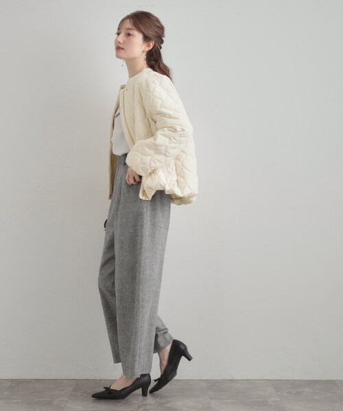 couture brooch（クチュールブローチ）の「【撥水・大人可愛い】リボンキルティングジャケット（ブルゾン・レディース・アイボリー/ブラック/ブラウン系その他・36/38/40/42）」の5枚目の写真