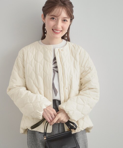 couture brooch（クチュールブローチ）の「【撥水・大人可愛い】リボンキルティングジャケット（ブルゾン・レディース・アイボリー/ブラック/ブラウン系その他・36/38/40/42）」の7枚目の写真