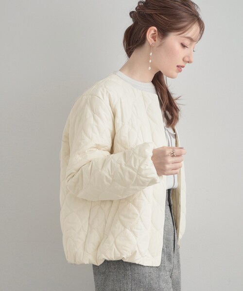 couture brooch（クチュールブローチ）の「【撥水・大人可愛い】リボンキルティングジャケット（ブルゾン・レディース・アイボリー/ブラック/ブラウン系その他・36/38/40/42）」の8枚目の写真