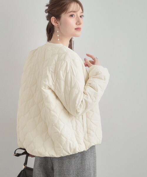 couture brooch（クチュールブローチ）の「【撥水・大人可愛い】リボンキルティングジャケット（ブルゾン・レディース・アイボリー/ブラック/ブラウン系その他・36/38/40/42）」の9枚目の写真