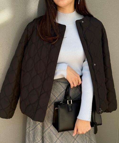 セール】【撥水・大人可愛い】リボンキルティングジャケット（ブルゾン