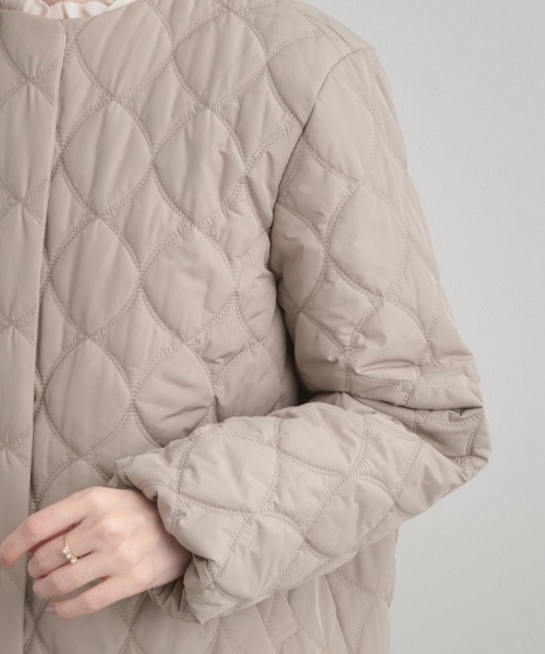 ワンダフルワールド くすみパープル ピコフリル キルティングジャケット ワンダフルワールド♥リボン＆ピコフリル使いキルティングジャケット