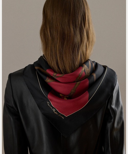 セール】ベルティングプリント カラーブロック シルク スカーフ