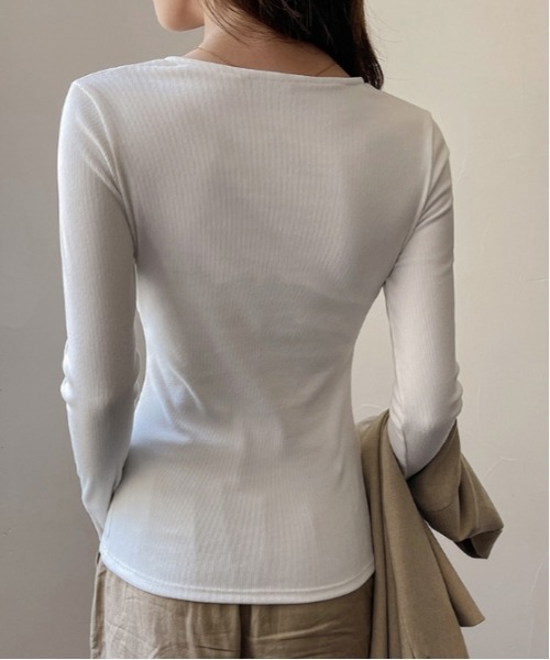 セール】Y2K レース付きタイトニットトップス（Tシャツ/カットソー